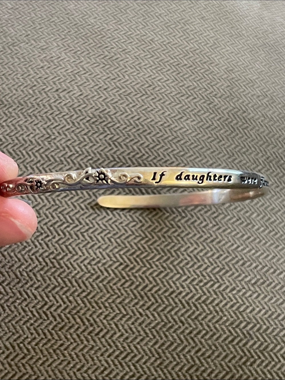 Sterling Silver “If Daughters Were Flowers” Bangle Bracelet
